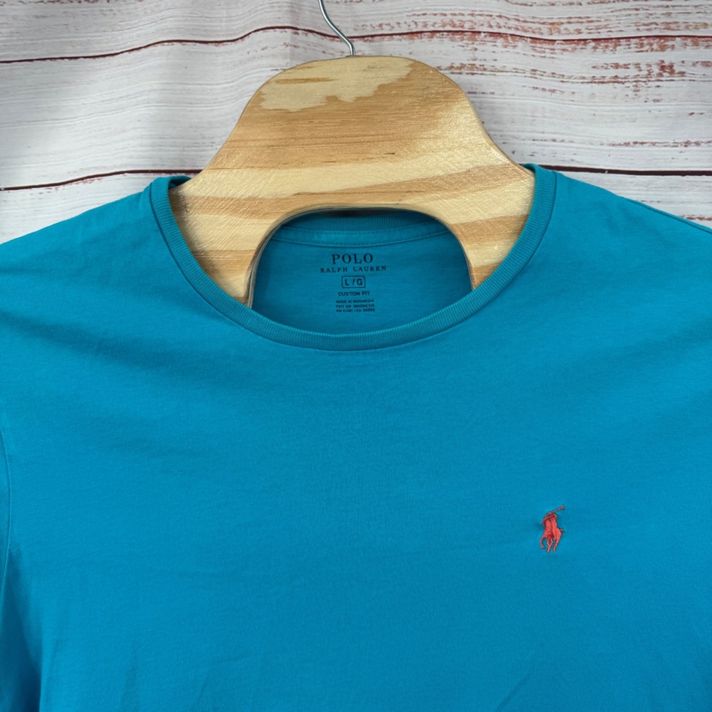 Polo Ralph Lauren Shirt Mens Large Crewneck Custom Fit Pony Logo Casual Preppy - Picture 2 of 9